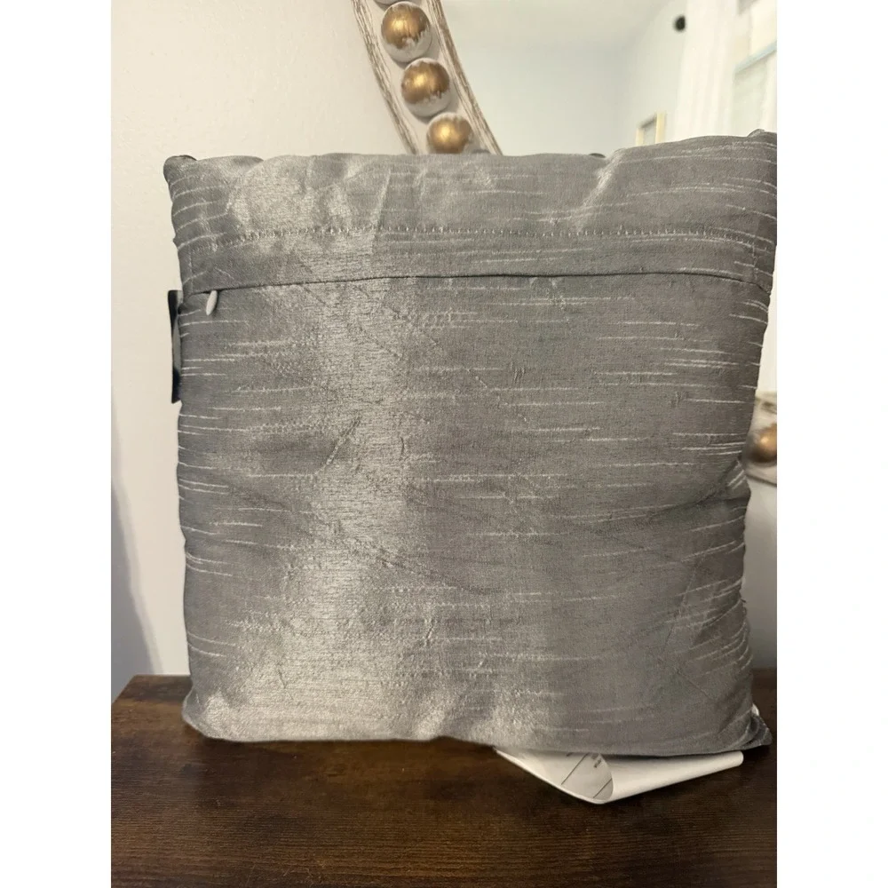 Hudson 43 12x12 Silver Mermaid Sequin Faux Silk Throw Pillow NWT Decor